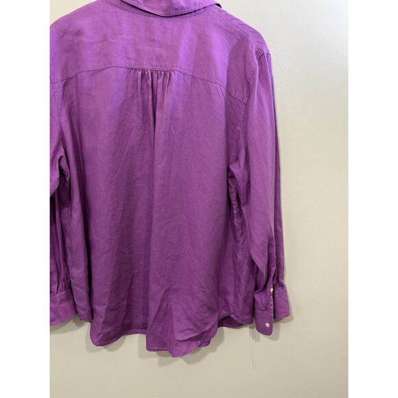 100% Linen Coastal Boho Minimalist Lagom Button Up Top 2X Prairie Safari Beach - Picture 9 of 13